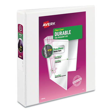 Avery® Durable View Binder With Durahinge And Slant Rings, 3 Rings, 1.5" Capacity, 11 X 8.5, White, 4-pack freeshipping - TVN Wholesale